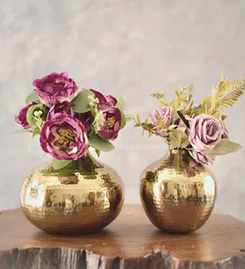 High Quality Hammered Golden Metal Flower Vase for Living Room, Premium Decorative Flower Pot for Bedroom & Modern Home Decor - Product Image 3