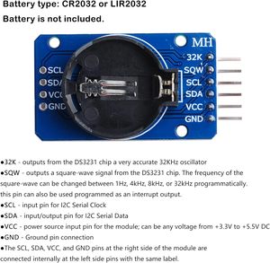 Modulo orologio Soic-8 DS3231 ad alta precisione AT24C32 L'horloge per sensori di movimento e posizione batteria Pi 3.3V-5.5V - Product Image 5