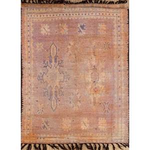 Alfombras de Lana Anudadas a Mano Nuray, Diseño Rectangular con Medallón Rojo Naranja y Patrones Abstractos para el Hogar, para Sala de Estar y Dormitorio, 9x12, Pae-4608 - Product Image 1