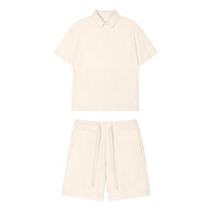 Ensemble 2 pièces tendance pour hommes polo d'été respirant et décontracté de haute qualité et short style gaufré design ample et lourd - Product Image 4