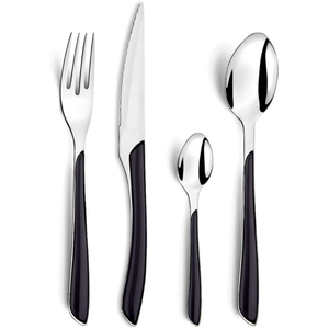 Suministros al por mayor de lujo Directo de fábrica India Cubiertos de acero inoxidable con mango de resina negra Juego de cubiertos para cena oficial - Product Image 5
