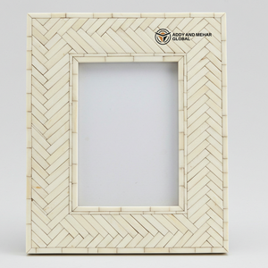 Cadre photo en incrustation d'os ivoire Artisan élégant décor de mosaïque artisanale - Product Image 1