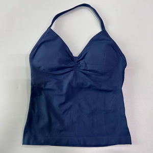 Top de tiras de palangre sin logotipo para mujer, camisetas sin mangas de Yoga sin costuras, sujetador incorporado, ropa de gimnasio sin espalda, camiseta sin mangas, Top de entrenamiento - Product Image 2