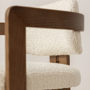 Chaise de salle à manger à bras en bois de teck massif cadre et dossier avec siège recouvert de mousse et tissu pour une utilisation intérieure et extérieure - Product Image 6