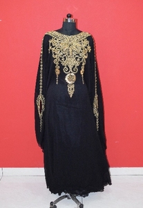 Caftan noir transparent perlé islamique dubaï mode luxe abaya broderie musulmane caftan femmes soirée robe à manches longues - Product Image 3