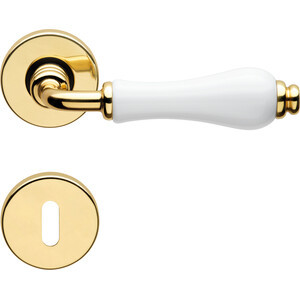 Maniglia "Dalia" con Rosetta Olv in Porcellana Bianca - Product Image 1