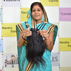 Máquina virgen alineada con cutículas 100%, paquetes de trama doble, extensiones de cabello humano de templo indio recto rizado negro - Product Image 6