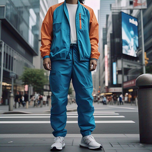 Survêtement coupe-vent pour hommes Veste d'hiver à capuche et fermeture éclair Ensembles de pantalons de pluie Tenue coupe-vent de randonnée pour hommes vente en gros - Product Image 1