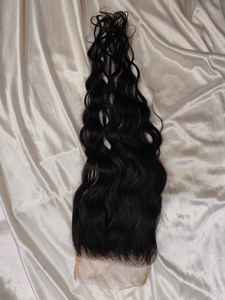 Venta caliente vendedor indio desgaste 5X5 cutícula alineada virgen cabello humano crudo 5X5 cierre Original cabellos crudos naturales para trenzar - Product Image 3