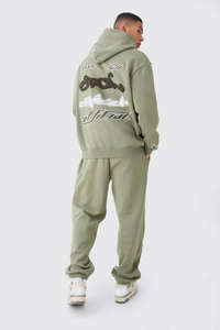 Ensemble survêtement unisexe à séchage rapide en gros OEM, broderie 3D, pantalon empilé 2 pièces, ensemble sweat-shirt, couture contrastée, streetwear, vêtements d'hiver - Product Image 4