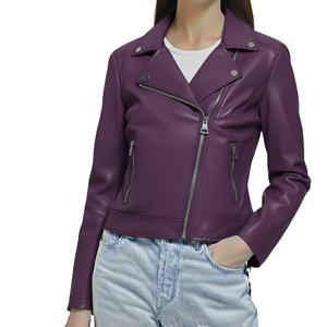 Veste en cuir véritable tendance, sur mesure, de qualité supérieure, de luxe, écologique, avec fermeture éclair, tendance pour femmes - Product Image 2