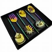 Juego de servidor de ensalada de acero inoxidable de la mejor calidad, novedad, 6 piezas, mango de resina, utensilios para servir para fiesta de boda - Product Image 6