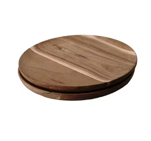 Platos de madera redondos clásicos Vajilla de madera decorativa Platos de madera dura duraderos de glowin fashion - Product Image 1