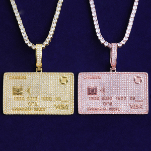 Collar con Colgante de Tarjeta de Crédito Estilo Hip Hop con Incrustaciones de Moissanita VVS, Chapado en Oro sobre Plata 925, Joyería de Lujo Brillante - Product Image 6