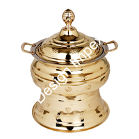 Plat à friture en laiton de Style Premium avec support gravé à la main conception bol à plat Antique et grand pot décoratif de mariage