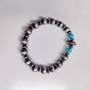 Best Selling Beautiful Navajo Natural Blue <b>Turquoise</b> Beaded Bracelet Handmade Navajo Loose <b>Beads</b> Sterling Silver Beaded Bracelet - Product Image 1
