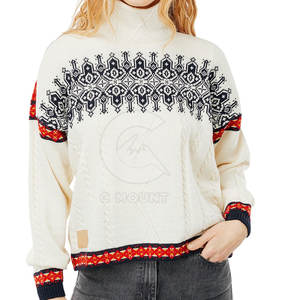 Suéteres informales de punto ajustados para hombre, suéter de cuello redondo de invierno transpirable grueso de algodón cómodo para mujer - Product Image 4