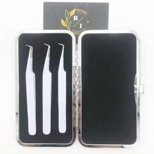 Aplicador de pestañas de fibra larga profesional de etiqueta privada punta Lisa pinzas de acero inoxidable precisión logotipo personalizado pestañas - Product Image 6