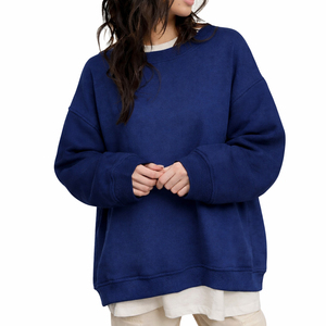 Womens Oversized Red Crewneck Sweatshirt Casual Loose Fit Long Sleeve Pullover - Product Image 6