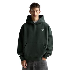 Heavyweight Forest <b>Green</b> Oversized Streetwear Hoodie 500GSM <b>Fleece</b> Kangaroo Pocket Custom Logo Pullover Winter Sweatshirt - Product Image 1