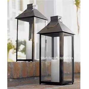 Meilleure vente lanterne à bougie en métal et en verre finition noire pour la décoration de table de mariage et de maison lanternes à bougie suspendues - Product Image 2