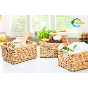 Wholesale High-Quality Handwoven Rectangle WATER HYACINTH <b>BASKET</b> With Iron Frame, Custom Lids, Made in Vietnam <b>Laundry</b> Organizer - Product Image 5