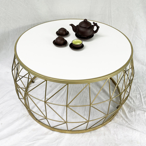 TAMO Modern Design Wooden Top Iron Frame Sofa <b>Table</b> 77x77x45cm Decorative Feature TT68196 - Product Image 6