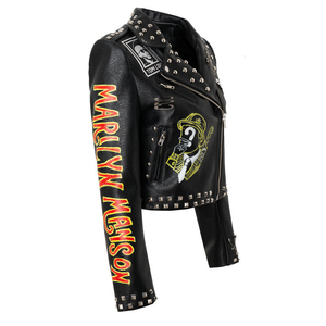 2024 nueva moda al por mayor chaquetas góticas para mujer gran oferta ropa Punk chaqueta de motorista chaquetas de contraste impresas de alta calidad - Product Image 3