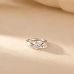 Nova Beam CZ <b>Ring</b>-Classic Gemstone <b>Ring</b> with Claw Setting Copper & Brass Plated Finish - Product Image 2