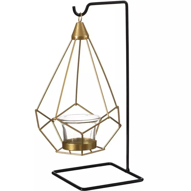Bougeoir votif géométrique de luxe, lanterne suspendue moderne décorative, pièce maîtresse de table pour décor de salon
