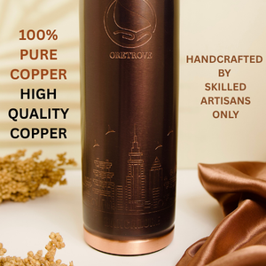 100% pur fait à la main 1000 ML cuivre bouteille d'eau diamant conception étanche joint gratuit couleur mate usine en gros verres - Product Image 6