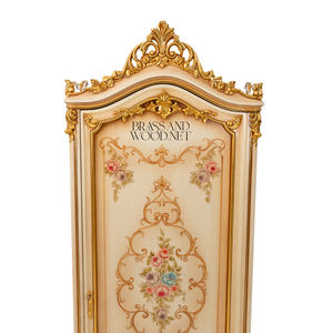 ตู้เสื้อผ้าบานเดี่ยวสไตล์ฝรั่งเศสหรูหรา สีเบจ พร้อมลวดลายดอกไม้เพ้นท์มือ ประดับด้วยทองคำเปลว สำหรับห้องนอนสไตล์พระราชวัง - Product Image 2