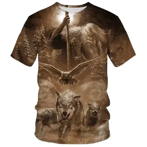Benutzer definierte Luxus-Design 3d Digitaldruck Kurzarm Tier Wolf Mode gedruckt Herren T-Shirts