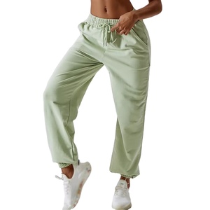 Custom Women's Loose Yoga Pants Cotton Breathable Sweatpants No Logo Private Label Manufacturer Women's Pants & Trousers - Product Image 2