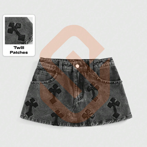Falda vaquera gótica para mujer Minifalda vaquera elegante Y2k Cross Acid Wash para chica Vintage - Product Image 2