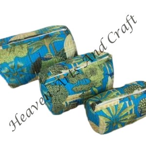 CB015กระเป๋าใส่เครื่องสำอางผ้าคอตตอนชุดกระเป๋าสามใบสำหรับการเดินทางและกระเป๋าเครื่องสำอางลายดอกไม้พิมพ์ลายดอกไม้มีสไตล์คอลเลกชันที่ดีที่สุด - Product Image 6