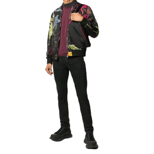 Blouson bomber unisexe à capuche zippé, couleur personnalisable, col montant, manches longues, en toile de coton unie, doublure en coton, séchage rapide - Product Image 3