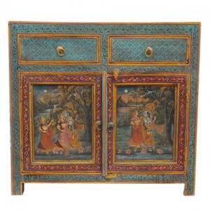 TABOURET PEINT À LA MAIN UNIQUE EN BOIS INDIEN TRÈS FINE - Product Image 1