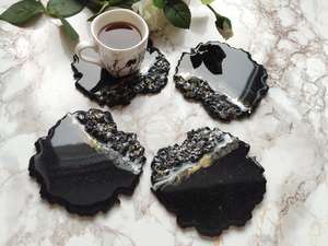 Posavasos de resina de madera hechos a mano, posavasos brillantes elegantes, Decoración de mesa moderna con estilo, accesorios artísticos - Product Image 5