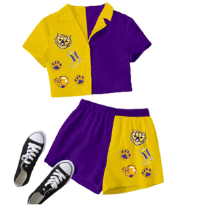 Gameday Duy Nhất Làm Việc Vá Màu Tím Màu Đội Theo Chủ Đề Thiết Kế Dài Cho Phụ Nữ Mới Nhất 2024 Thời Trang - Product Image 2