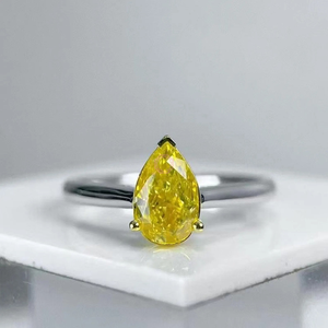1CT แฟนซีลูกแพร์สีเหลืองสดใสสำหรับปลูกในห้องปฏิบัติการได้รับการรับรอง GIA/IGI แหวนทองคำชุบเงิน925แหวนครบรอบแหวนชั้นดี - Product Image 1