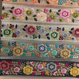 Exquisito colorido Floral bordado encaje Ajuste de lujo elegante para alta costura moda para vestidos de novia DIY artesanía proyectos bolsas - Product Image 1