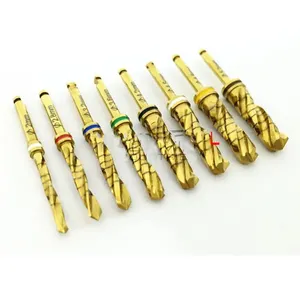 8pcs Dental Implant Drills Tri Spade External Irrigation Golden Coated Stainless Steel Instruments