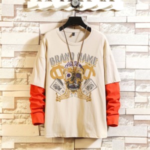 Camiseta deportiva de manga larga con cuello redondeado para Fitness de alta calidad, camiseta informal Unisex 2 en 1 de doble capa - Product Image 5