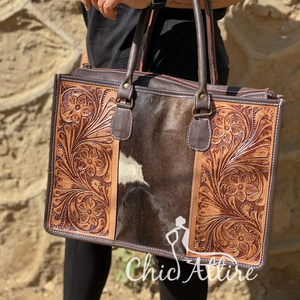 Bolso de mano de piel de vaca auténtica de Nuevo diseñador, bolso de cuero elegante, bolsos tallados a mano para mujer, multiusos - Product Image 1