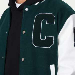 แจ็กเก็ตเบสบอลของผู้ชายเสื้อแจ็กเก็ตสีดำเข้ารูปสุดเท่พร้อมแขนตัวอักษรและปกกะลาสี - Product Image 6