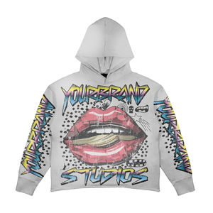 2025 sudaderas con capucha personalizadas para hombre Dtg cómodas sin cuerdas bolsillo oculto borde cortado desgastado recortado estampado estilo Hip Hop invierno - Product Image 2