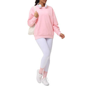 Poids lourd pur coton Double face santé tissu à manches longues col rond sweat femme impression personnalisée sweats à capuche pour femmes - Product Image 6