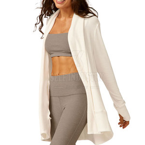 High Quality Breathable Yoga Wrap Cardigan for Women Workout Fitness Wear with Front Logo Spandex/Nylon Fabric Wholesale - Product Image 5