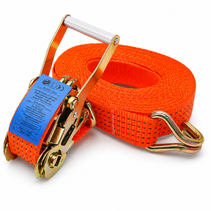 Sangle d'arrimage à cliquet PROVINA 50 mm, 5000 kg, double crochets en J, sangle en polyester haute ténacité, certifiée CE, pour la fixation de charges lourdes - Product Image 1